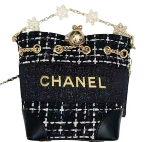 Chanel GWP Black And Gold Tweed Bucket Bag